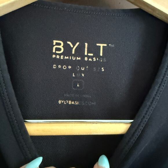 BYLT Basics | Drop Cut Short Sleeve Lux | Black Tee Shirt |  Size Large - Picture 4 of 4